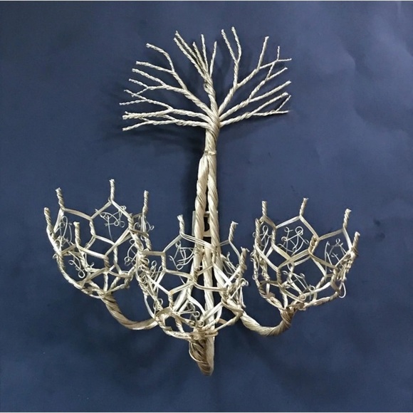Golden Tree Twisted Wire Sconce Candle Holder Decoration Goth Steampunk READ